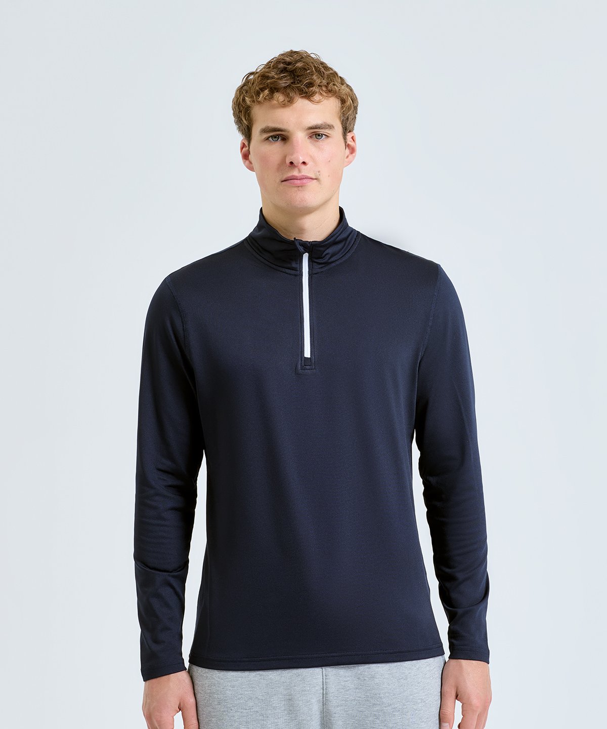 Men’s TriDri® recycled long sleeve brushed back ¼ zip