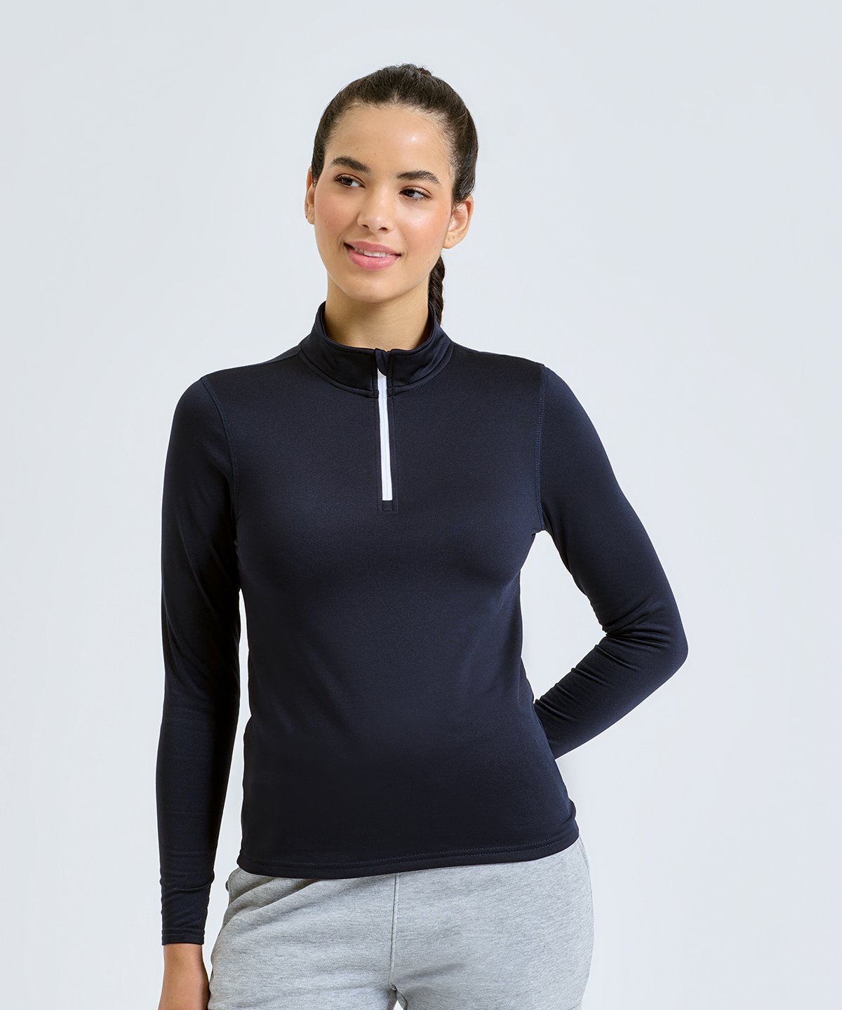 Women’s TriDri® recycled long sleeve brushed back ¼ zip